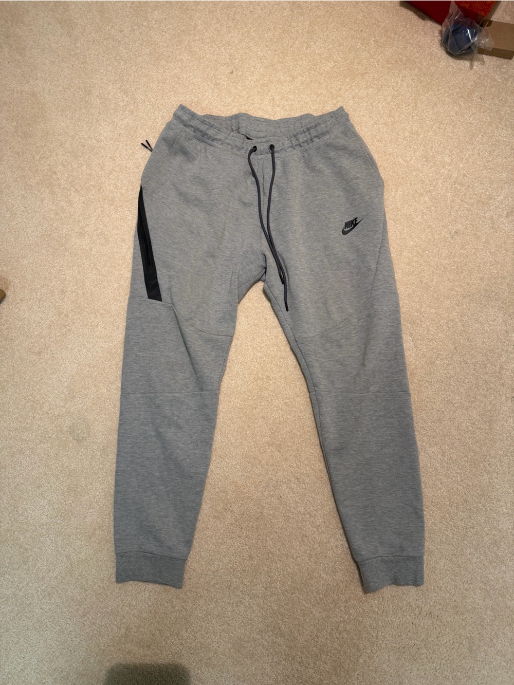 Nike Men's Gray Fleece Jogger Pants with Black Accents